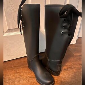 Black Coach Rubber Rain Boots